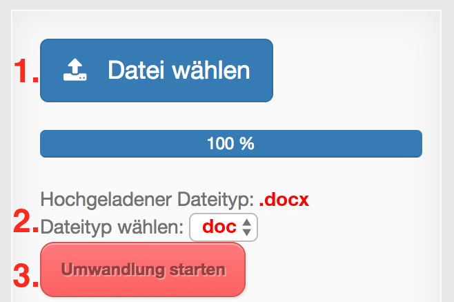 Anleitung DOCX Dateien online in DOC konvertieren